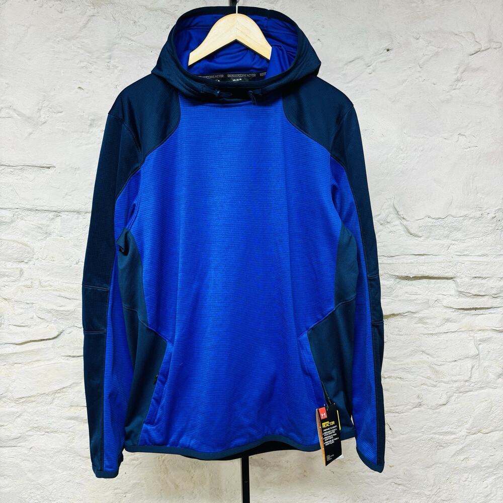 NWT Under Armour ColdGear Reactor Men’s Large Blue Fitted Hoodie Sweatshirt Mock